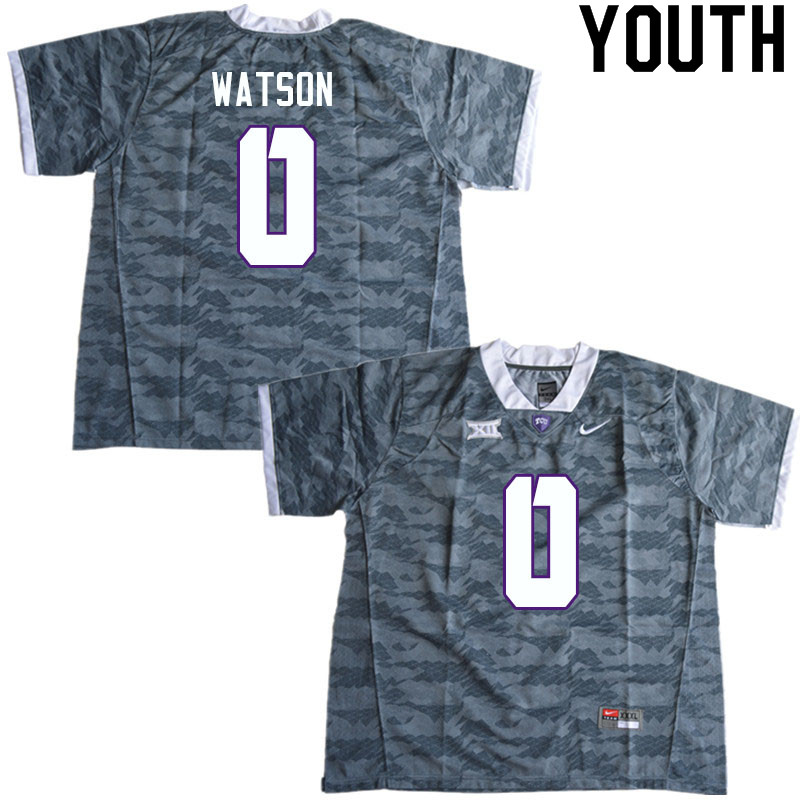 Youth #0 Landyn Watson TCU Horned Frogs College Football Jerseys Sale-Gray - Click Image to Close